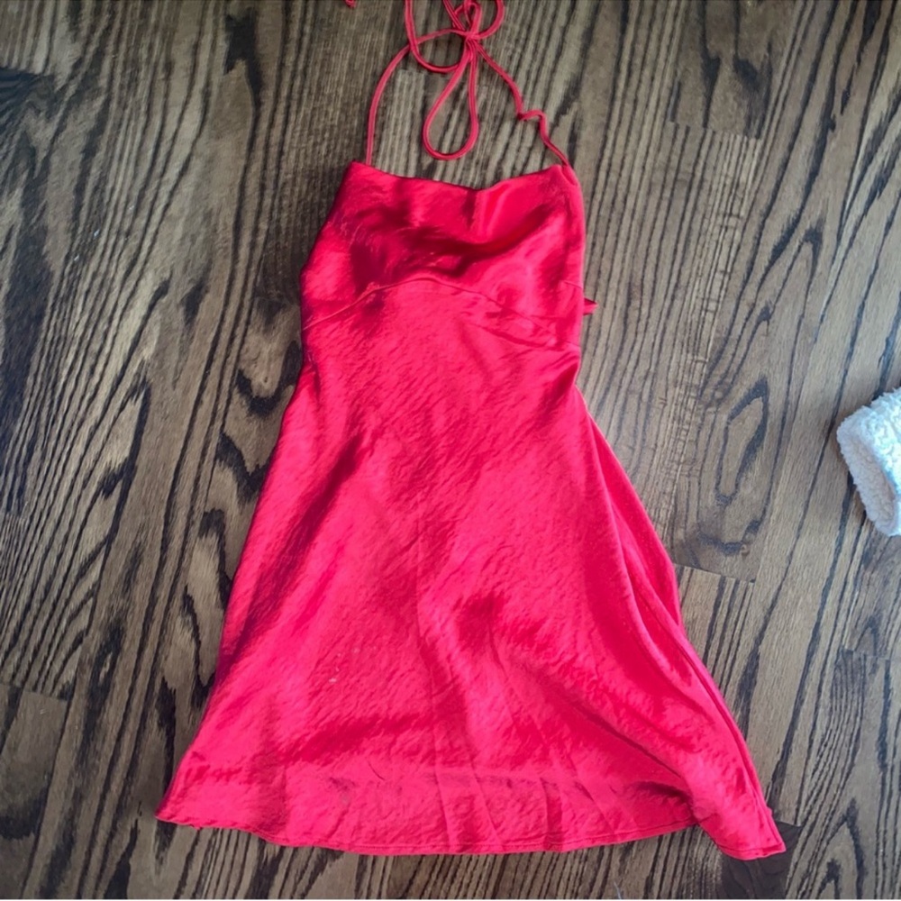 Princess Polly Red Cowl Neck Open back Mini Dress